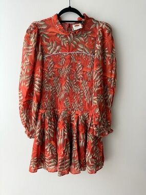 Farm Rio × Anthropologie Long-Sleeve Printed Mini Dress NWT